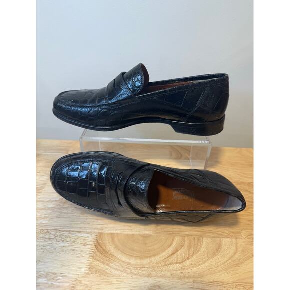 Wehmeier's Black Crocodile Slip On Crocodile Loafers Made in Italy Size 8 JL - Picture 1 of 16